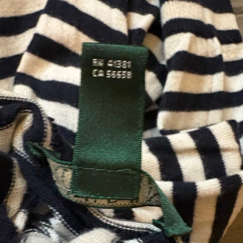 Lauren Ralph Lauren Navy and White Striped Turtleneck Sweater - Picture 5 of 5